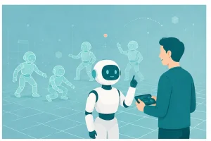 シミュレーションで動作を学習するヒューマノイドロボット