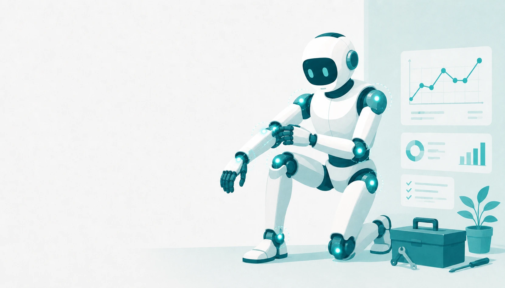 ロボットの関節部分がセンサーデータとして点検されている様子