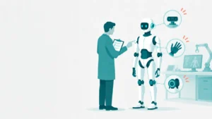 研究用ヒューマノイドロボットの選定チェックリストを示すイラスト