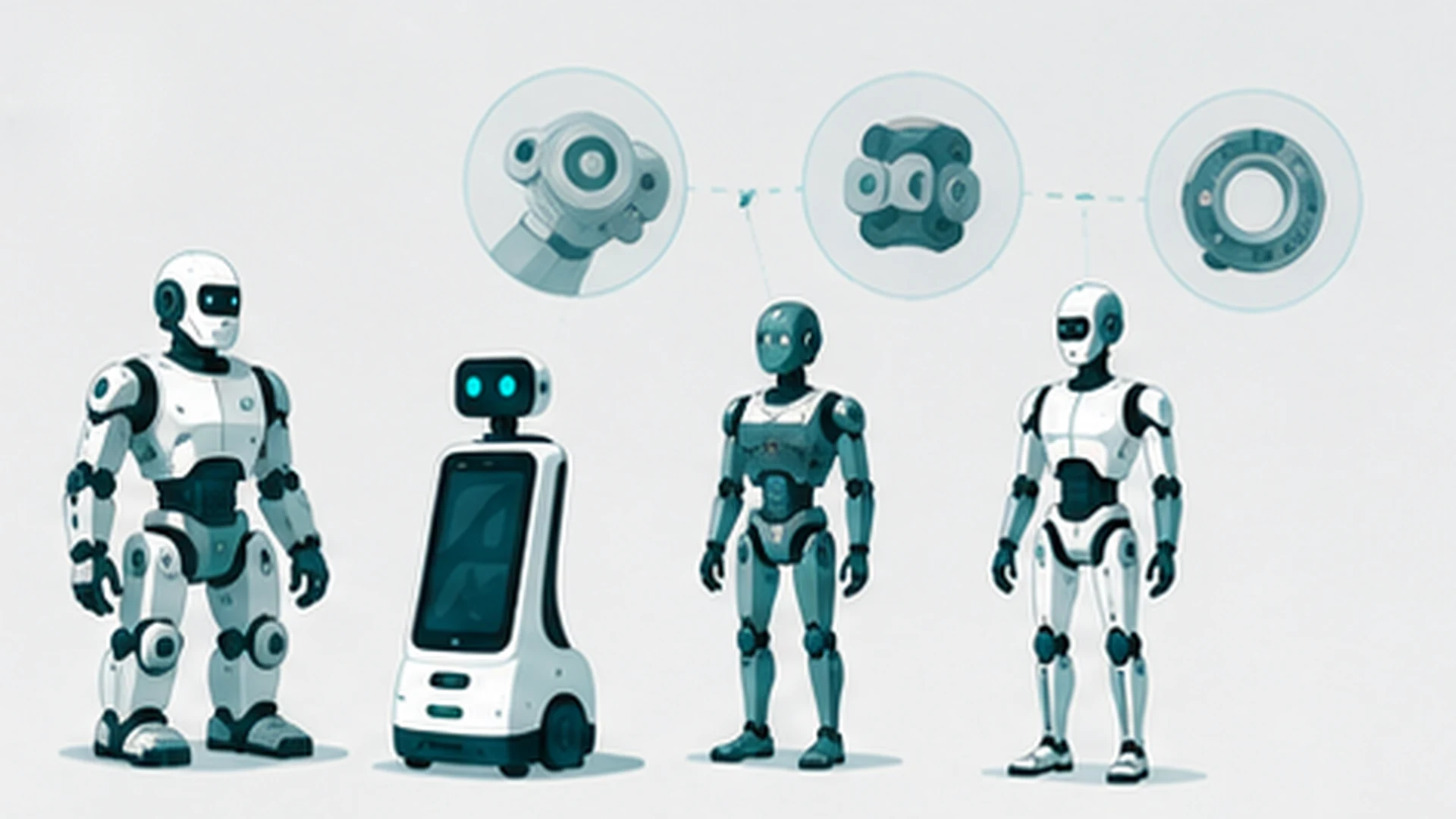 UBTECH製ヒューマノイドロボットのラインナップが並ぶイラスト