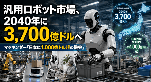 汎用ロボット市場は2040年に3,700億ドルへ、日本企業の勝ち筋をマッキンゼーが分析