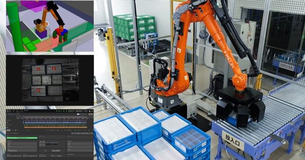 MujinOS搭載ロボット、松田電機工業所の混載通い箱入荷工程を自動化